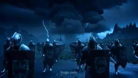 AI Video from prompt: medieval. dark fantasy. cold colors. marching kn