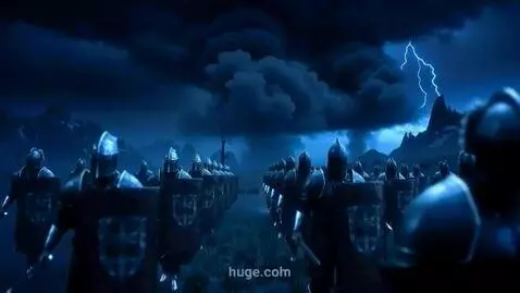 AI Video from prompt: medieval. dark fantasy. cold colors. marching kn