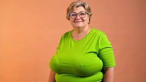 AI Video from prompt: Breast expansion. morbidly obese mature woman we