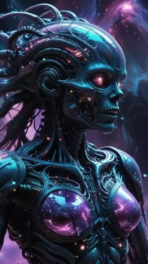 AI Video from prompt: interdimensional observer with crystalline featu