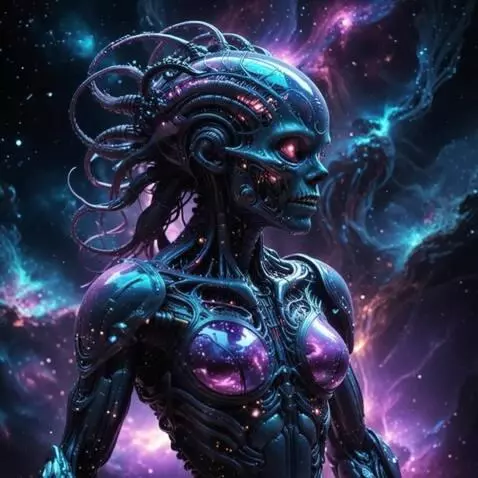 AI Video from prompt: interdimensional observer with crystalline featu