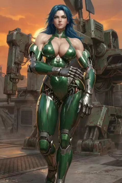 AI Video from prompt: walks close to the camera, crosses her arms over