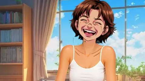 AI Video from prompt: The girl giggles