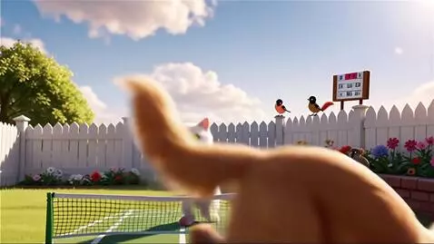 AI Video from prompt: A funny AI video where a small cat seriously pla