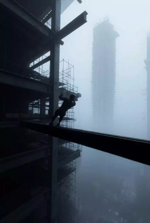 AI Video from prompt: Subject does fast pace parkour as the camera fol