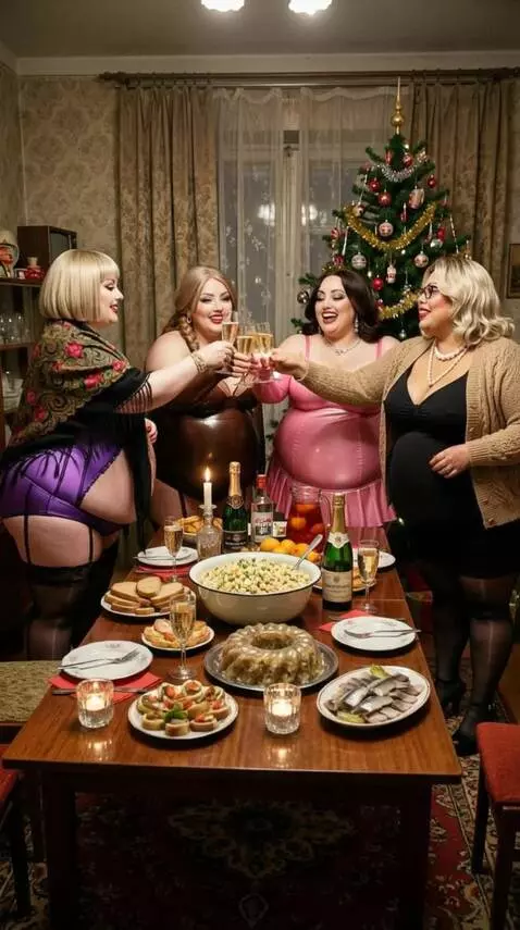 AI Video from prompt: In a spacious old apartment, four charming, plum