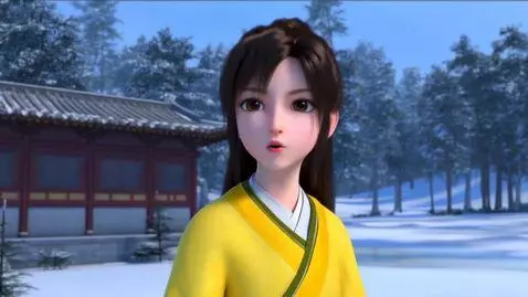 AI Video from prompt: Dressed in a yellow hanfu, a handsome, young 2D 