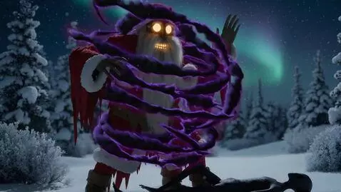 AI Video from prompt: A dramatic, supernatural moment in a snow-covere