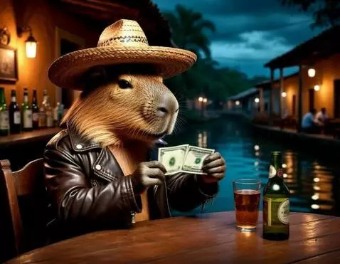 AI Video from prompt: The capybara counts the bills in the bundle, pul
