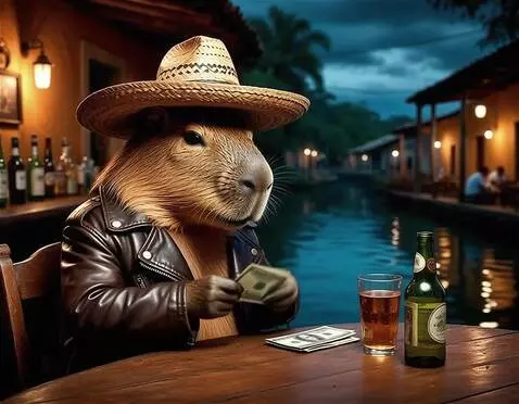 AI Video from prompt: The capybara counts the bills, puts them on the 