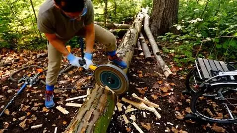 AI Video from prompt: wood splitting hero