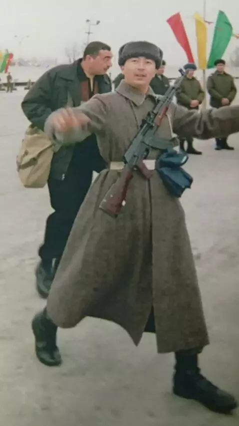 AI Video from prompt: He turns to the camera and waves his arms, a lig