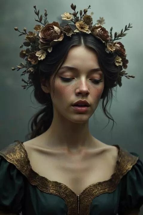 AI Video from prompt: The woman blinks and says something, the wind ru