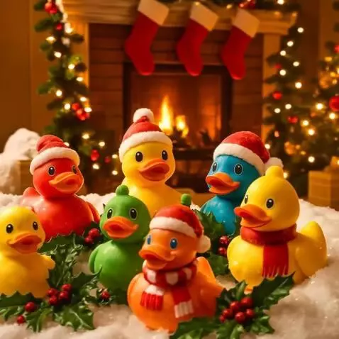 AI Video from prompt: Dancing yellow ducklings repeat the movements fr