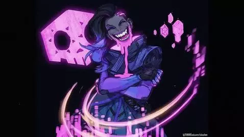 AI Video from prompt: jinx smile, psycho laught, slime dripping, flopp