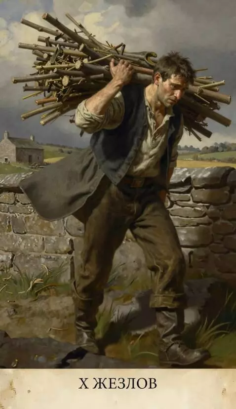 AI Video from prompt: A man carries a heavy bundle of firewood