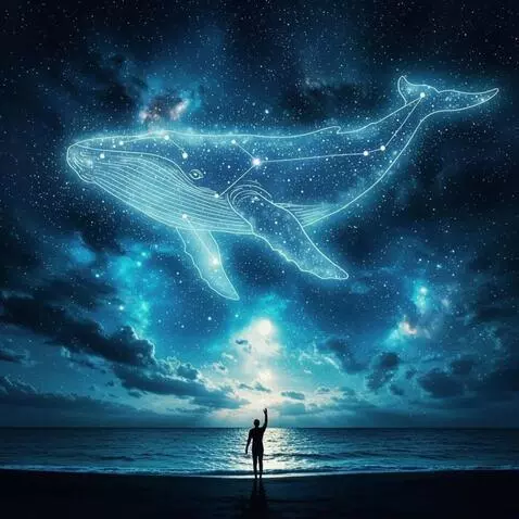 AI Video from prompt: The silhouette of a massive whale seen from belo