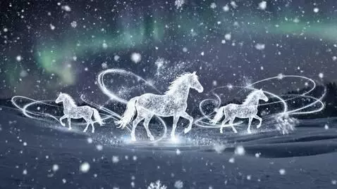 AI Video from prompt: Cinematic abstract winter fantasy VJ loop for a 