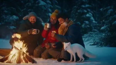 AI Video from prompt: ple are drinking alcohol, and a white Arctic fox