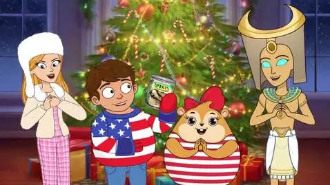 AI Video from prompt: A playful, brightly colored cartoon scene with s