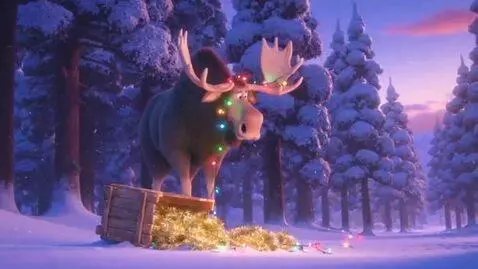 AI Video from prompt: A cinematic, wide-angle shot in a snowy pine for