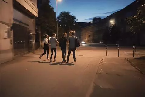 AI Video from prompt: A smooth drone-like camera moving forward, then 