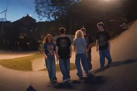 AI Video from prompt: A smooth drone-like camera moving forward, then 