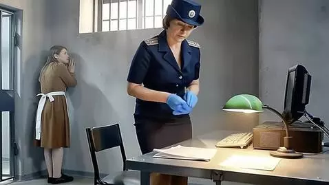 AI Video from prompt: A search at a Russian police station. A room wit