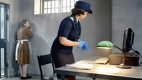 AI Video from prompt: A search at a Russian police station. A room wit