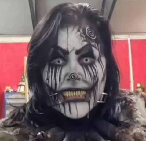 AI Video from prompt: Looking at viewer mouth wide open sticking out t