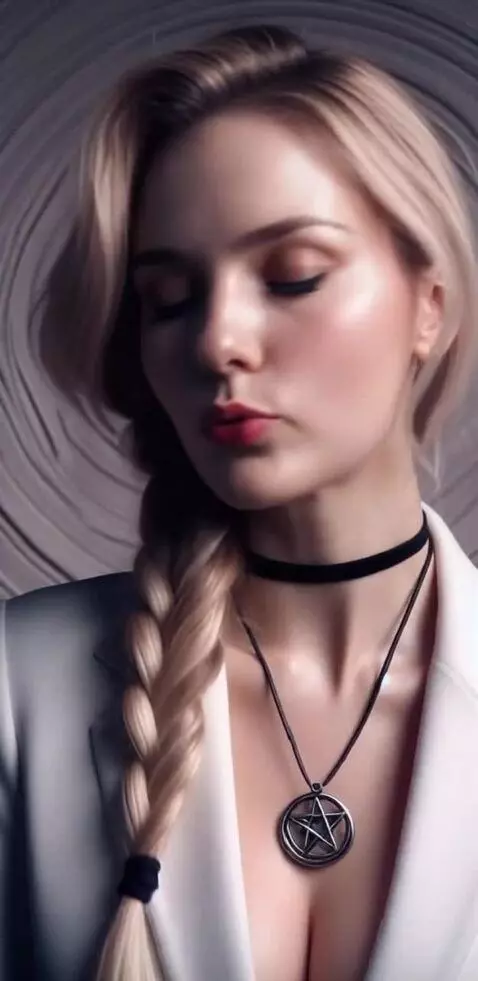 AI Video from prompt: The woman whispers the words, closes her eyes, a