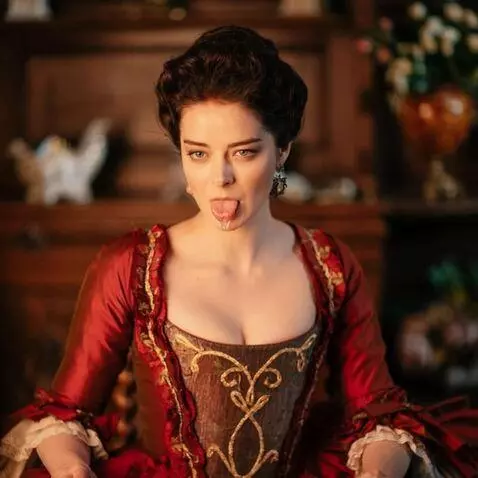 AI Video from prompt: the girl sticks out her tongue, thick saliva dri