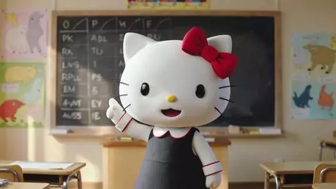AI Video from prompt: Hello Kitty teaches the English alphabet with wo