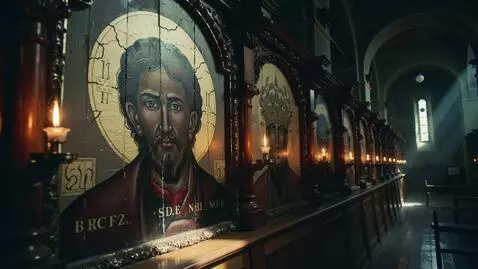 AI Video from prompt: A cinematic, slow-motion tracking shot through t