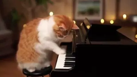 AI Video from prompt: Cat play pianino