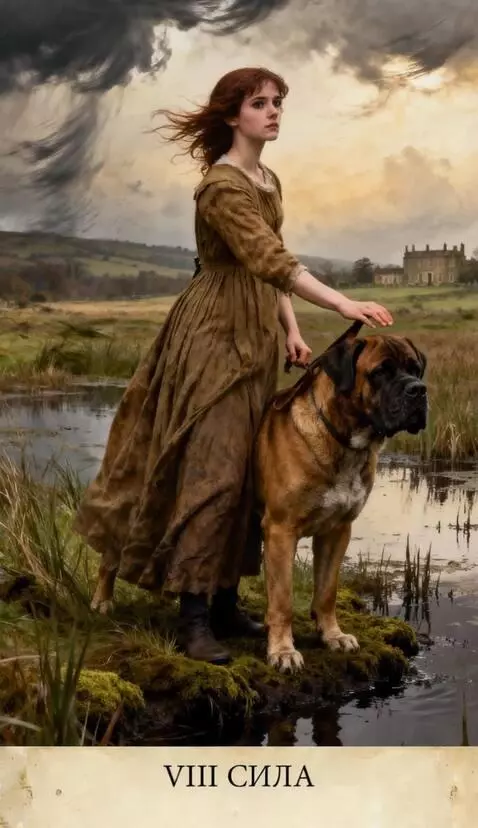 AI Video from prompt: The girl strokes the mastiff on the head. He lif