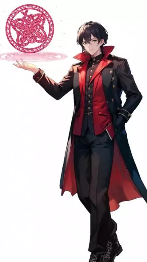 AI Video from prompt: The character holds out his hand. A magical, red