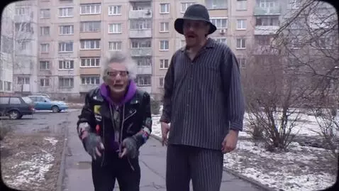 AI Video from prompt: A rapper named Zoomer is an old skinny Russian g
