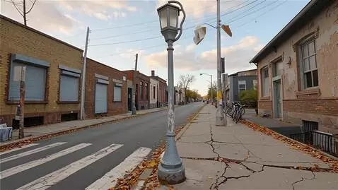 AI Video from prompt: A smooth drone-like camera flies toward a street