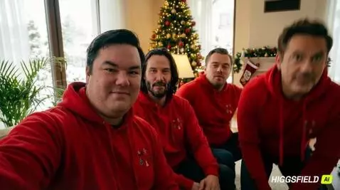 AI Video from prompt: First-person view: I am seated in a cozy Christm