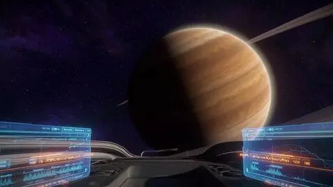 AI Video from prompt: Video from first-person POV inside a spaceship c