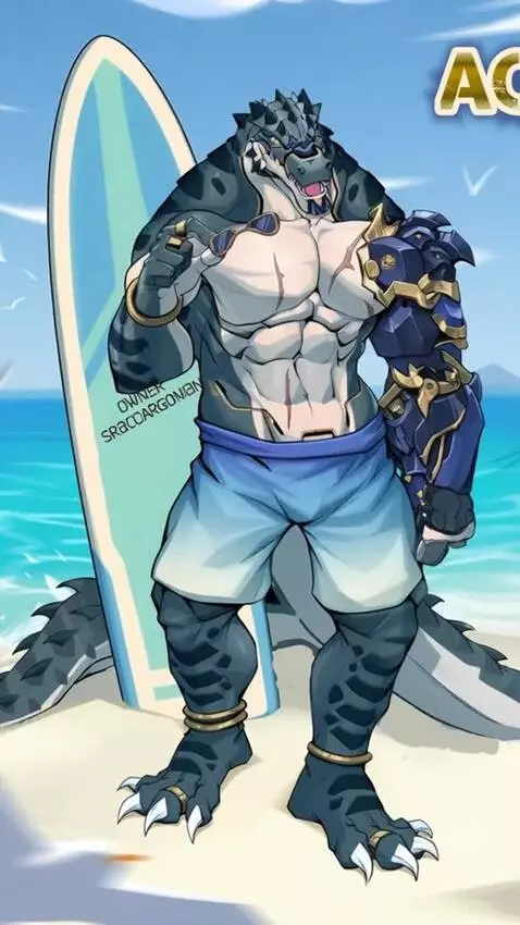 AI Video from prompt: Alligator lizard dude standing looking at you th