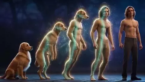 AI Video from prompt: A magical transformation sequence showing a gold