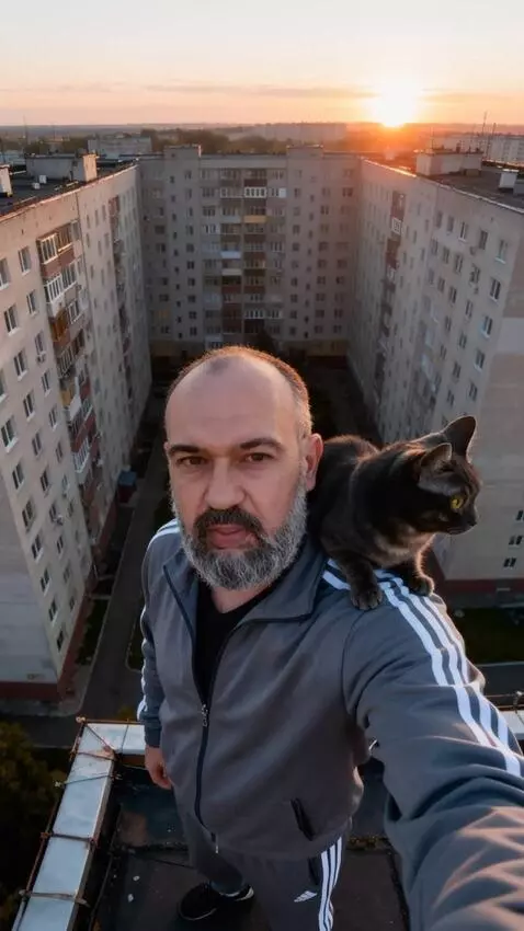 AI Video from prompt: Realistic video. A man, an exact replica of the 