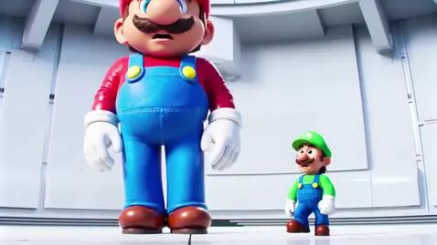 AI Video from prompt: 15.3ft Giant Mario weighs 7.6 tons and 5.9ft Lui