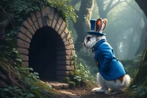 AI Video from prompt: rabbit Takes a few Steps towards the rabbit hole