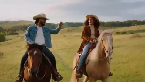 AI Video from prompt: Dabbers and disco are riding horses and giggling