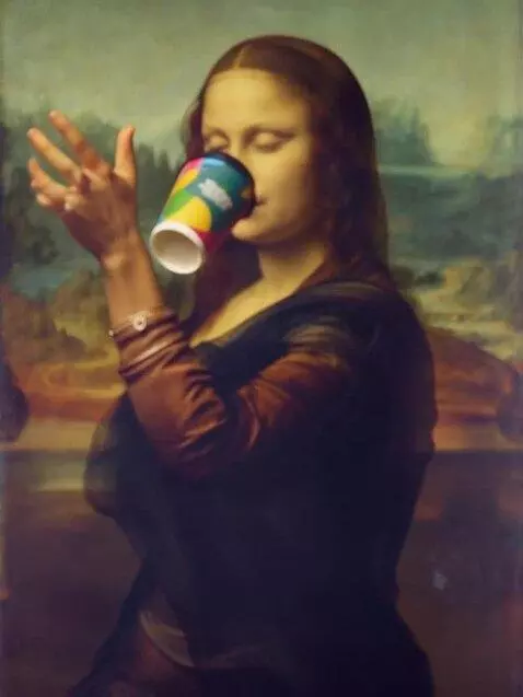 AI Video from prompt: Character dances and sips from the cup in his ha