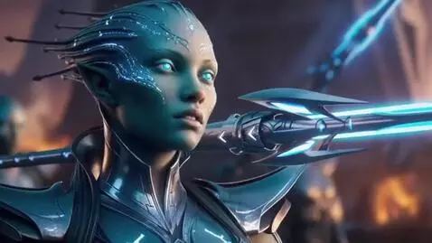 AI Video from prompt: Epic sci-fi fantasy cinematic scene. Beautiful a
