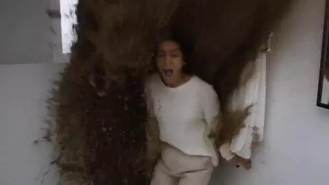 AI Video from prompt: A young woman, with a look of intense concentrat